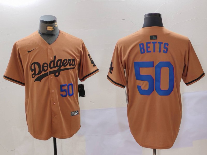 Men Los Angeles Dodgers #50 Betts army green joint name 2024 Nike MLB Jersey style 4->los angeles dodgers->MLB Jersey